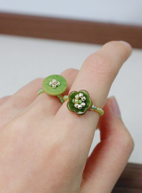 月似弓原创手工串珠戒指