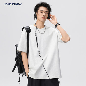 HomePanda ສາມເຂັມ 260g ຫນັກ summer ຝ້າຍຝ້າຍສີຂາວແຂນສັ້ນ t-shirt ຜູ້ຊາຍຄົນອັບເດດ: ຍີ່ຫໍ້ອາເມລິກາເຄິ່ງເທິງ