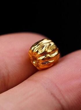 文玩925纯银镀金百香籽雕刻柏香籽隔珠星月菩提佛珠手串配饰