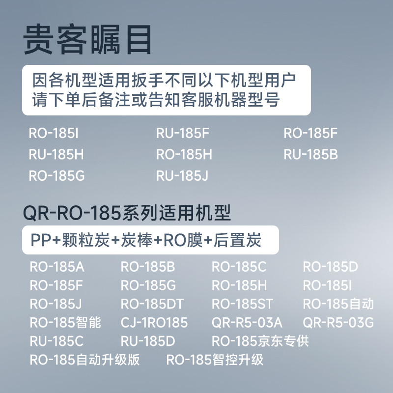 适配沁园净水器滤芯RU/RO185 RL501/505A/503A185E净水机全套RO膜 - 图1