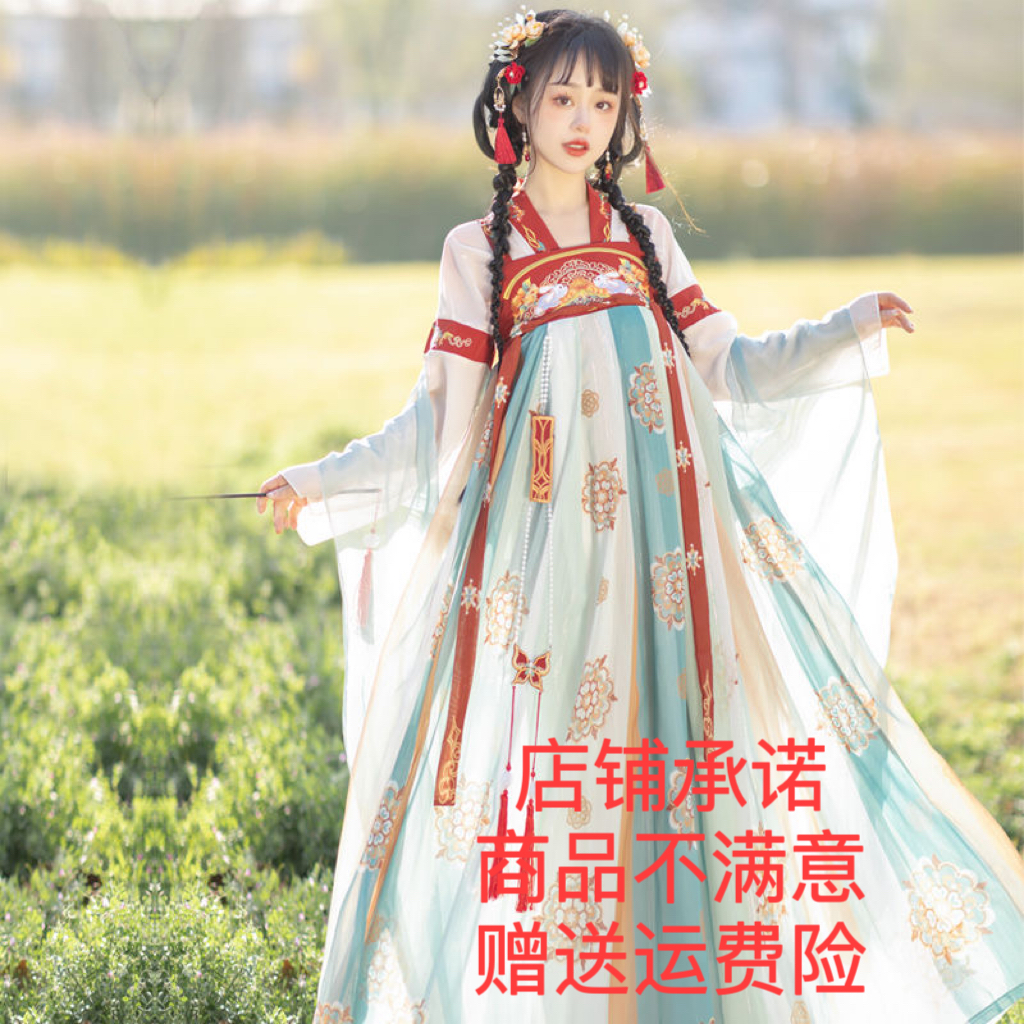 【汉服2024新款】平价唐装襦裙诃子裙古装小个子大码汉服套装女-图0