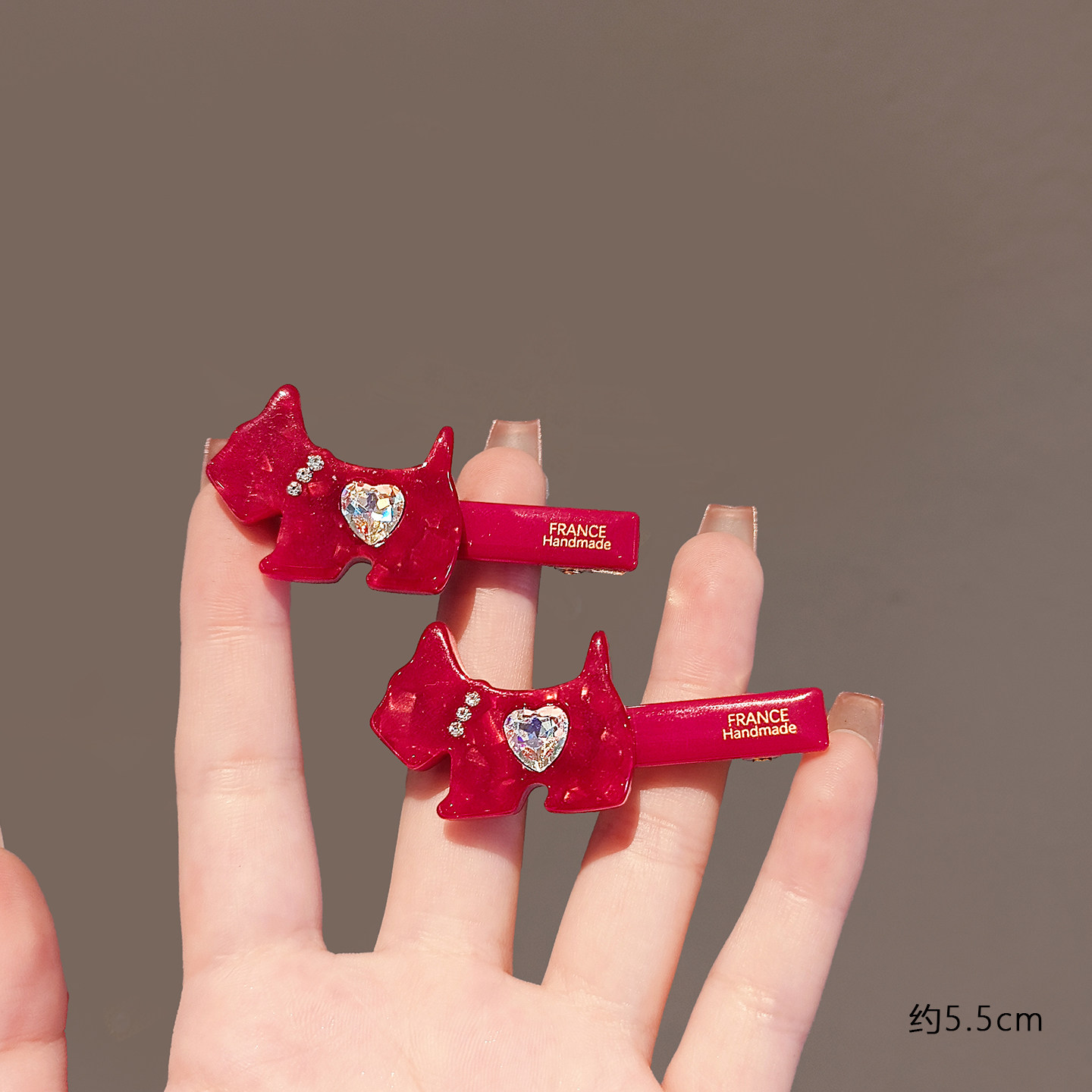 精致韩系时尚爱心水钻侧边懒人鸭嘴夹可爱烫金小猴刘海夹红色发夹,淘宝优惠券,粉丝福利购,淘宝优惠卷