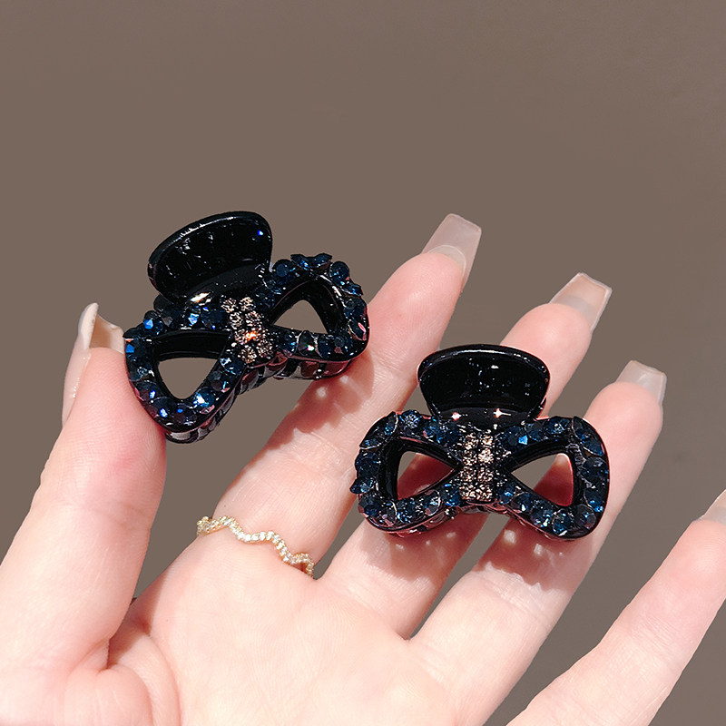 时尚新款海蓝色水钻蝴蝶结侧边顶夹高档韩系碎发小号抓夹发夹头饰,淘宝优惠券,粉丝福利购,淘宝优惠卷