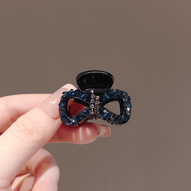 时尚新款海蓝色水钻蝴蝶结侧边顶夹高档韩系碎发小号抓夹发夹头饰,淘宝优惠券,粉丝福利购,淘宝优惠卷