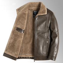 Winter gush thickened leather jacket jacket for men 2023 winter clothing new loose warm fur integrated tooling jacket