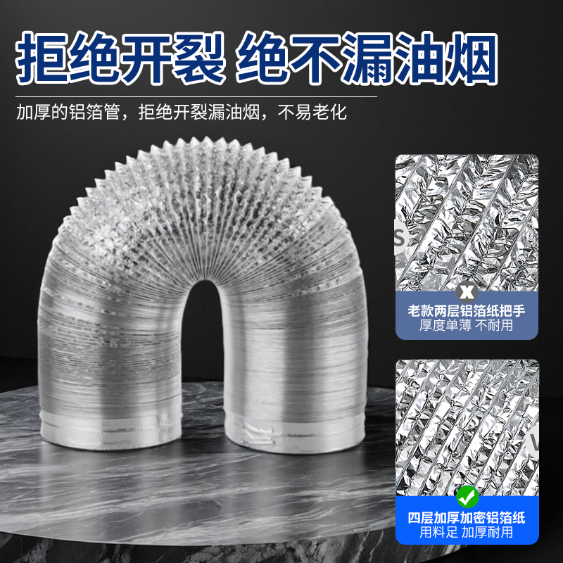 加密加厚抽油烟机排烟管四层铝箔烟道厨房伸缩排气管配件通风管道