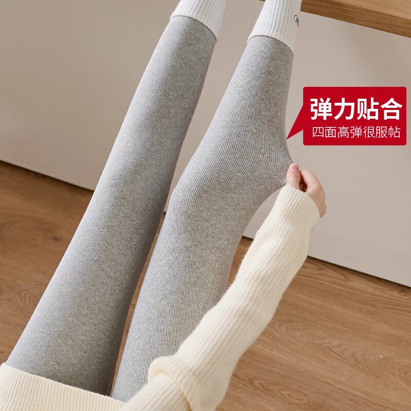 灰色打底裤女秋冬季外穿加绒加厚1000克羊羔绒秋裤东北保暖棉裤