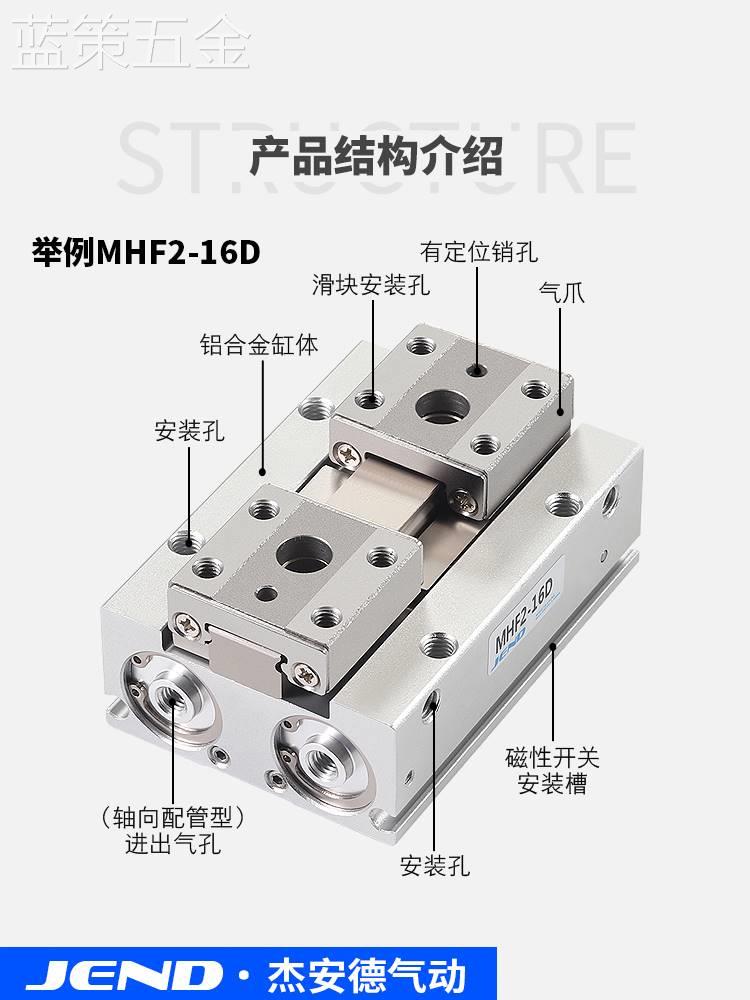 MHF2-8D气动手指气缸平行滑台12D/16D/20D/D1/D2/D1R/D2R薄型气爪 - 图1