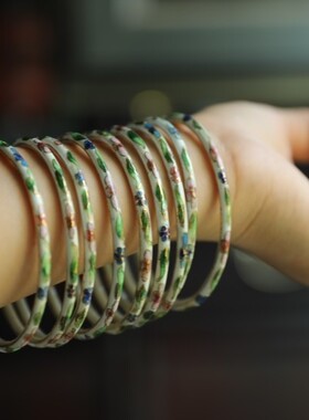 正宗七八十年代铜胎掐丝珐琅老景泰蓝手镯细镯子