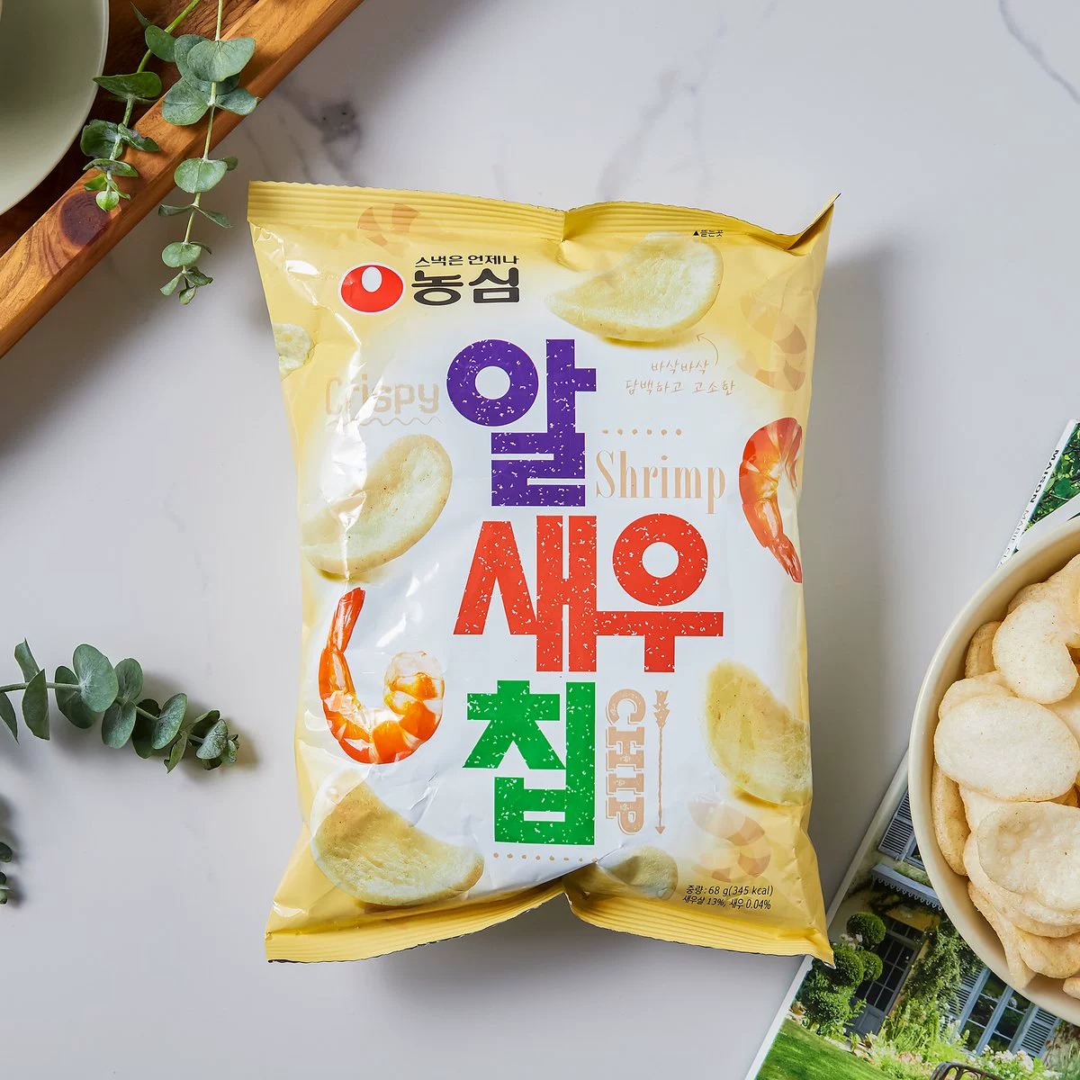 进口零食韩国农心鲜虾片进口膨化食品韩剧休闲零食薯片68g*4袋 - 图2