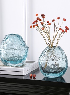 轻奢冰纹蓝色加厚花瓶