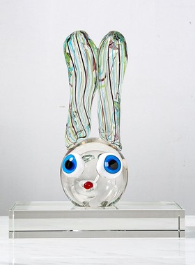 艺术玻璃卡通长耳兔摆件