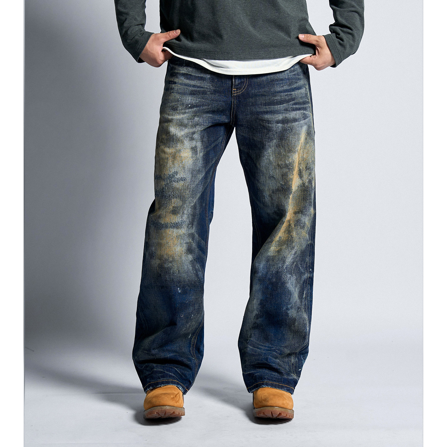 Dokie【微醺】赤耳15.7盎司003版型水洗直筒宽松牛仔裤男下装,淘宝优惠券,粉丝福利购,淘宝优惠卷