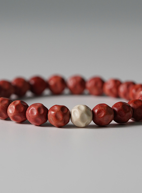 梦幻粉红象木手串精工手工雕刻打磨无相奶酪猛犸搭配单圈男女款