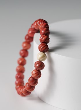 梦幻粉红象木手串精工手工雕刻打磨鲨鱼背扭丝猛犸搭配单圈男女款