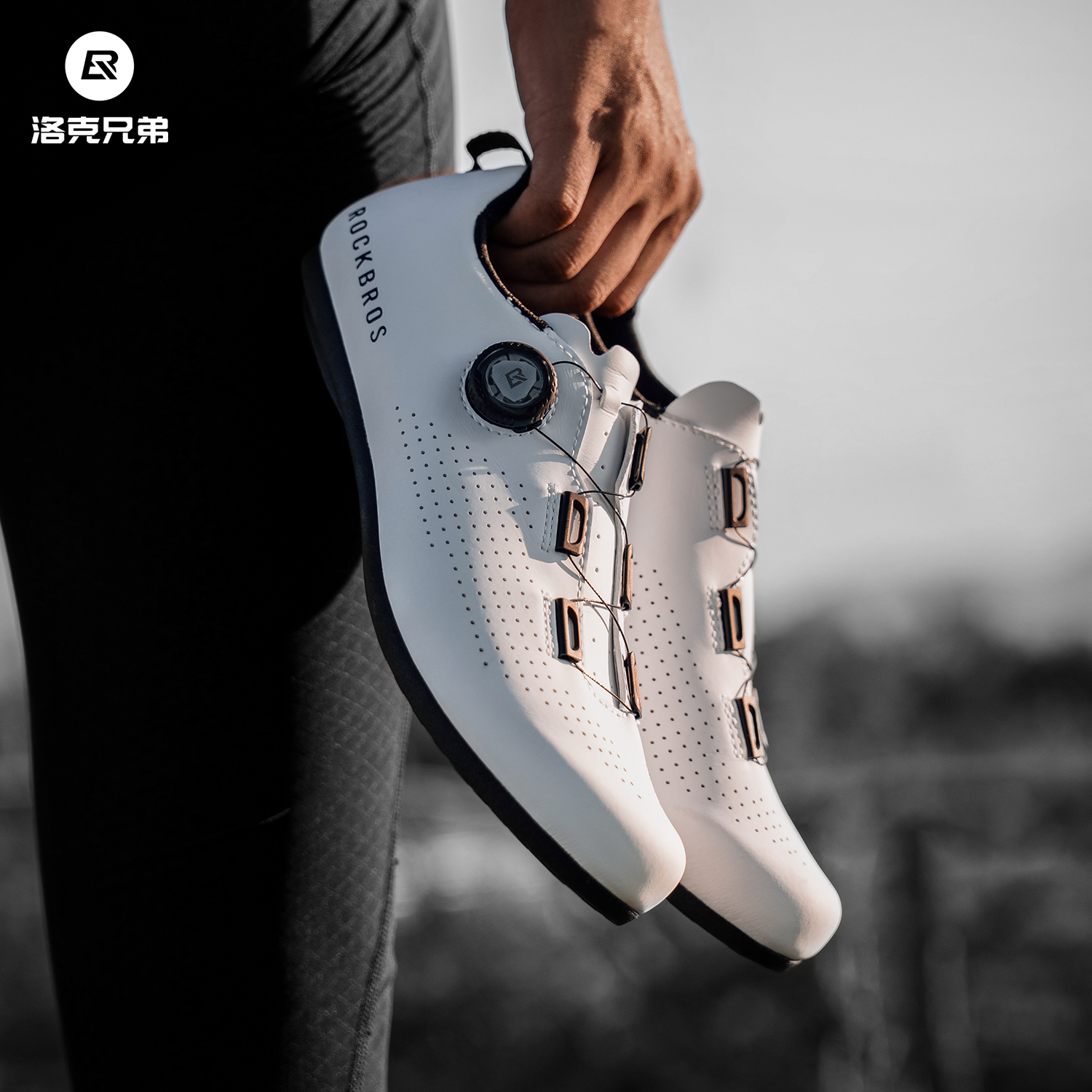 洛克兄弟公路无锁骑行鞋男女山地自行车非锁助力鞋单车平底鞋 - 图3