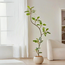 Simulation green planting rubber tree gold banyan high-end light lavish living room pendulum with large floor-falling silent wind bionic false plant