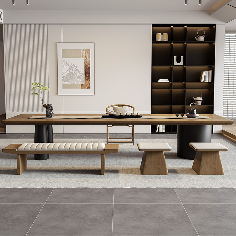 现代简约实木茶桌椅组合大板茶台办公家用客厅轻奢高级感2025新款,淘宝优惠券,粉丝福利购,淘宝优惠卷