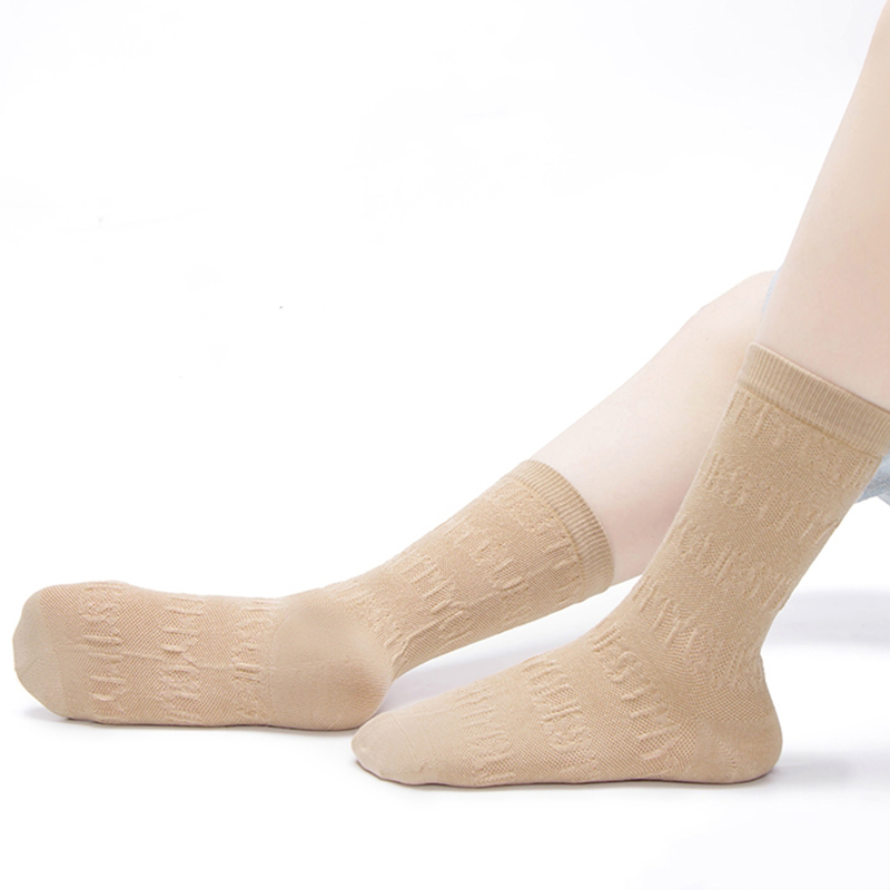 MY GUEST袜子女运动透气中筒袜秋季日系纯色居家竹纤维长筒袜女士 - 图2
