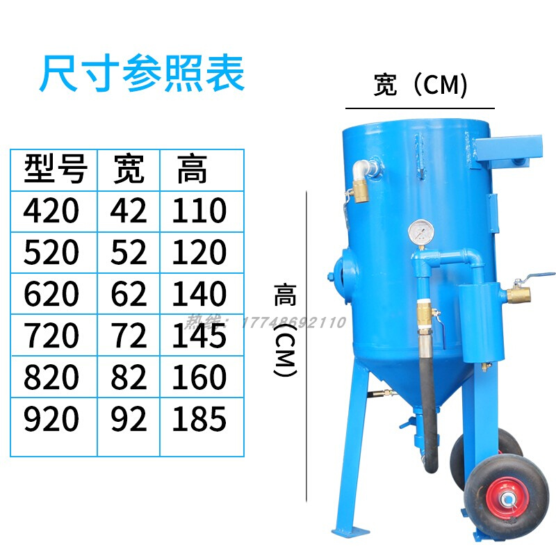 移动喷砂机小型手动高压喷沙罐大型除锈设备翻新抛光气动打沙机 - 图2