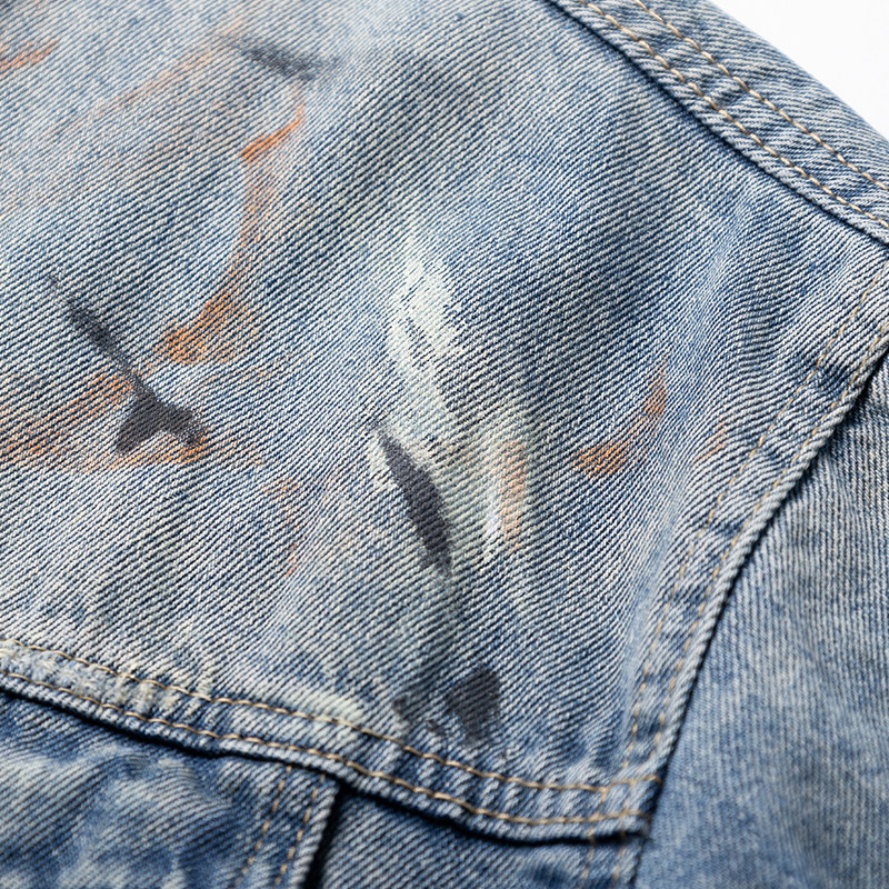 泼墨油漆脏脏复古水洗痞帅潮牌牛仔外套男士春秋宽松工装美式夹克,淘宝优惠券,粉丝福利购,淘宝优惠卷