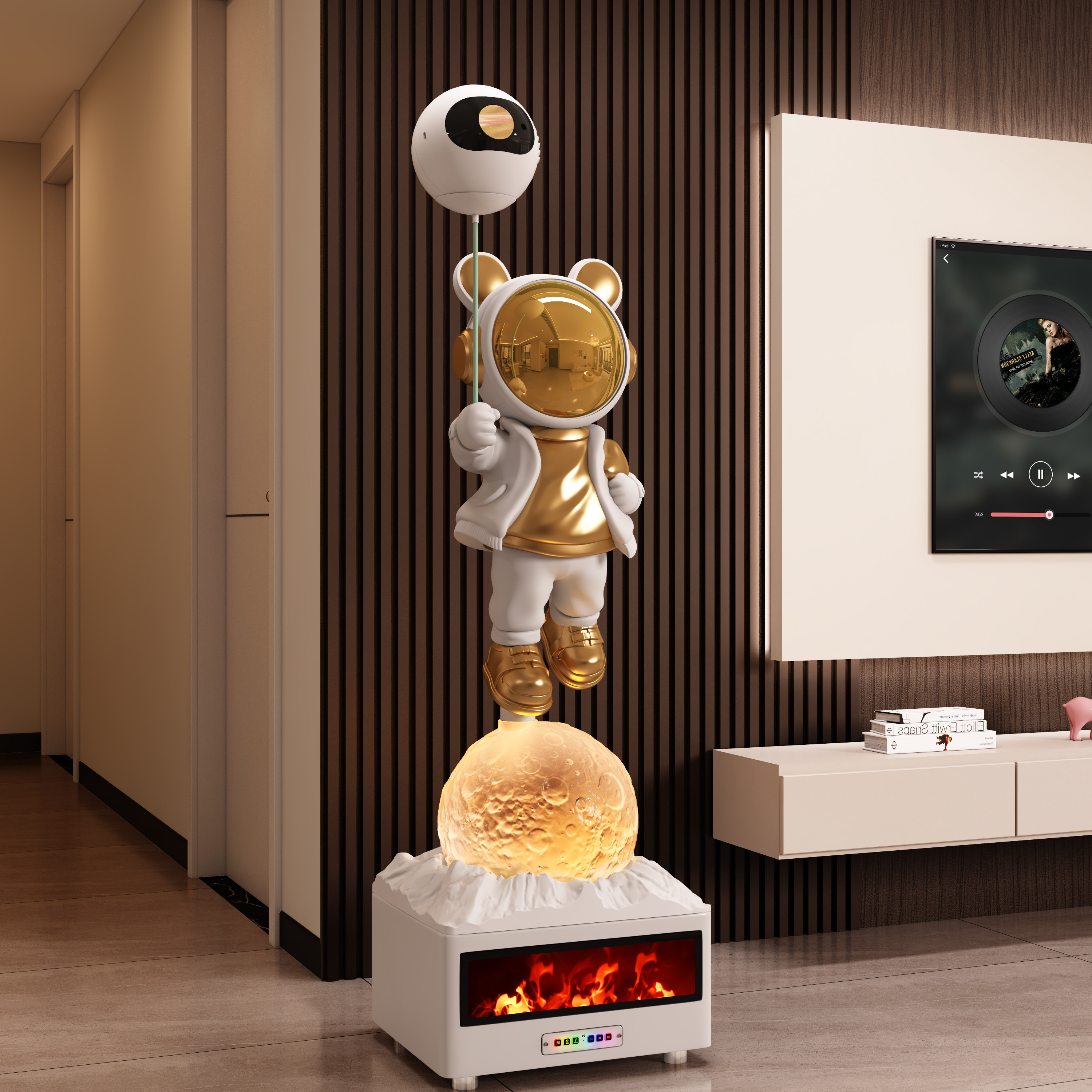 宇航员太空人月球造型落地智能音响WiFi投影K歌音箱家用艺术摆件,淘宝优惠券,粉丝福利购,淘宝优惠卷