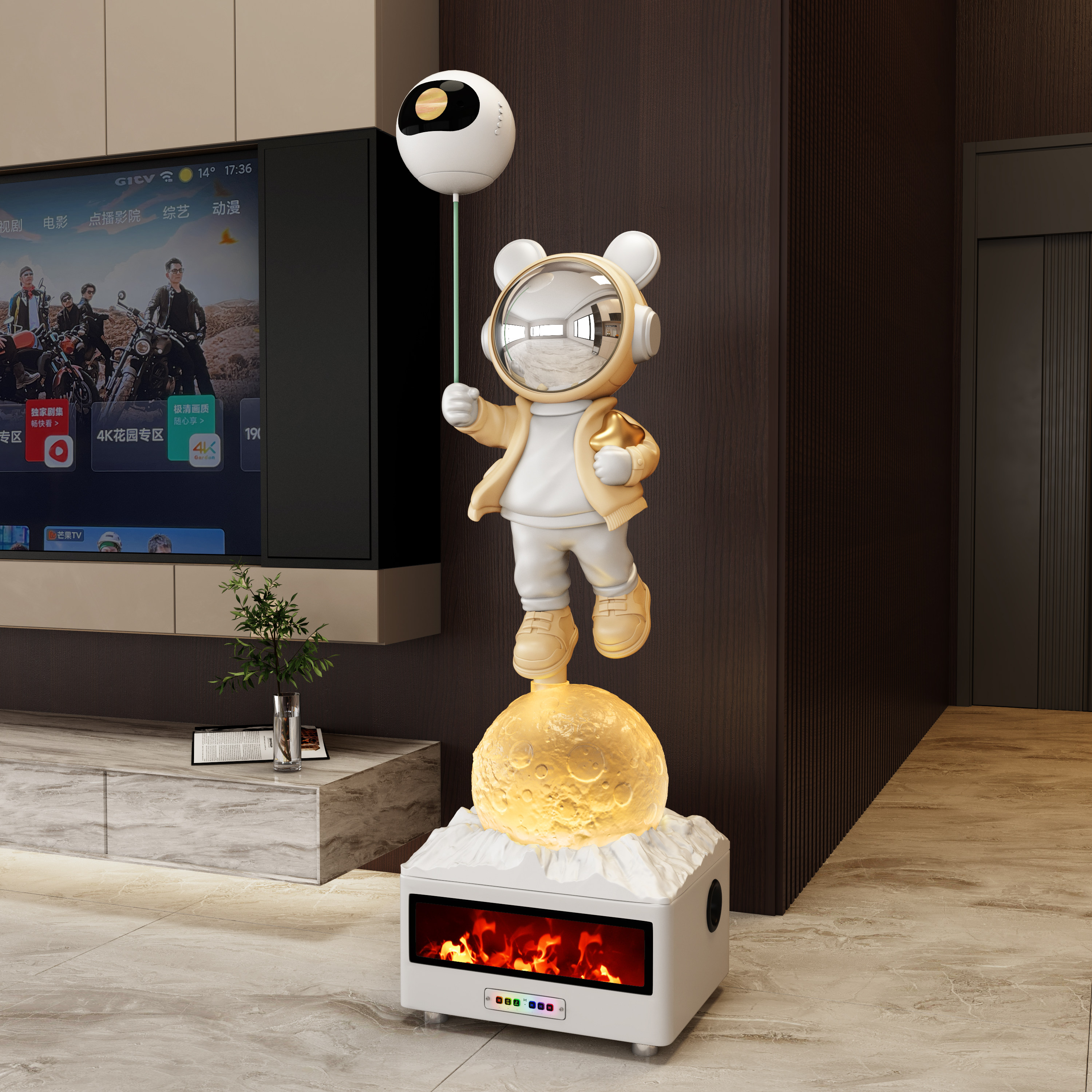 宇航员太空人月球造型落地智能音响WiFi投影K歌音箱家用艺术摆件,淘宝优惠券,粉丝福利购,淘宝优惠卷