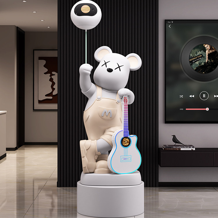 卡通小熊落地蓝牙存钱罐摆件客厅装饰品简约吉他气球造型家居布置,淘宝优惠券,粉丝福利购,淘宝优惠卷
