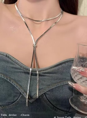 热卖抽拉式钛钢项链女可调节链条