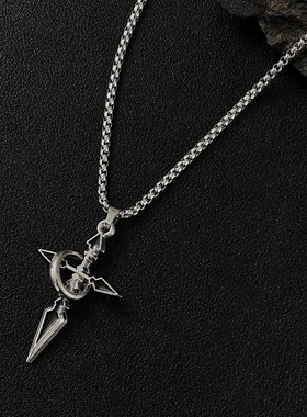 潮牌个性跑环十字架项链男女韩版