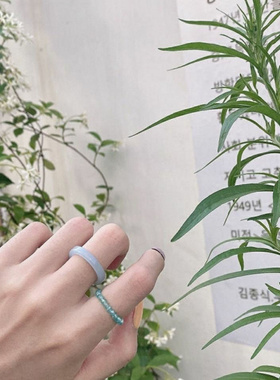 小红书同款白茶清欢细素圈戒指仿