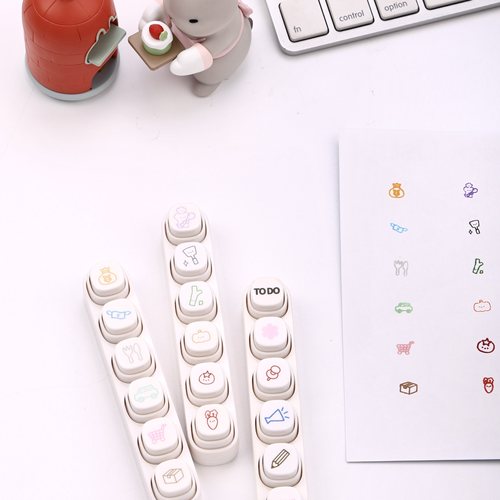 可得优六联印章按键式印章可爱装饰记账手账DIY打卡简笔画素材手帐灵感爱好者文具创意装饰盖印正品创意印章 - 图1