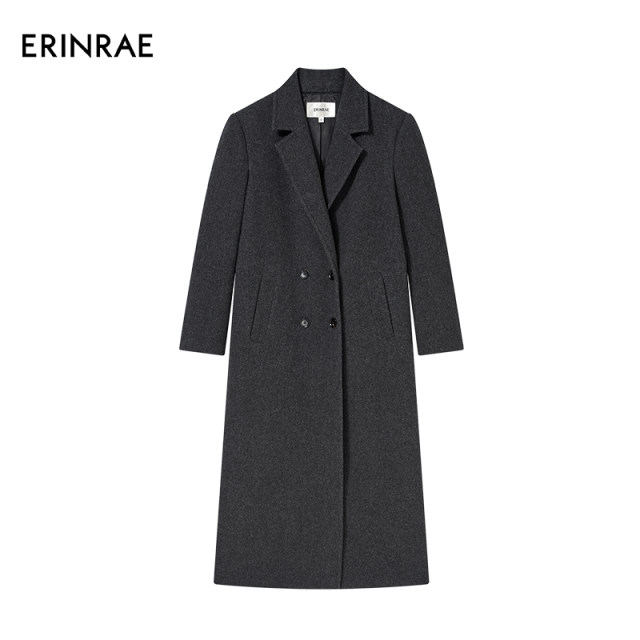 ERINRAE冬季新品法式廓形长款大衣羊毛双面呢保暖外套EH464081WO