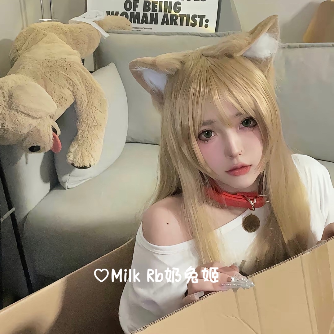 奶兔姬*黄豆粉/ 40原猫娘cos手作猫耳尾巴cosplay漫展猫尾发箍 - 图1