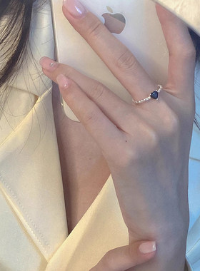 黑色爱心冷淡风小众女戒