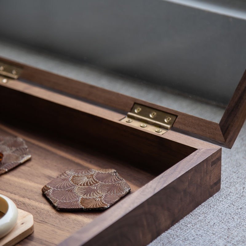 北美黑胡桃木茶具展示盒防尘茶杯透明玻璃收纳茶室桌面实木陈列柜,淘宝优惠券,粉丝福利购,淘宝优惠卷