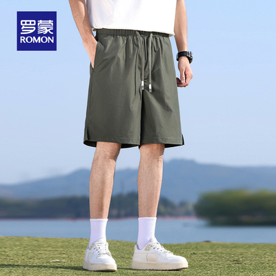 罗蒙透气短裤男士25夏季薄款运动跑步五分裤休闲宽松直筒裤子男裤