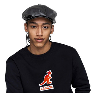 KANGOL 男士帽子秋冬皮质复古八角帽报童帽英伦短檐黑色鸭舌帽