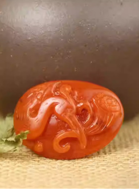 云南保山南红玛瑙一路连科挂件