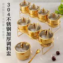 304 stainless steel seasoning tank seasoning box combined suit with spoon containing seasoning pepper MSG salt jar taste flushed