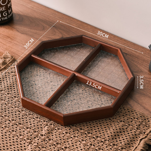 Solid wood dried fruit plate engagement marriage separation snack storage plate candy box wedding candy gift box mahogany festive Chinese style