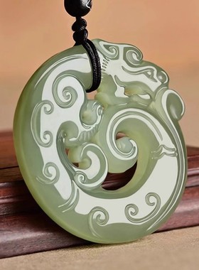 听泉同款鱼化龙吊坠正品天然玉石挂件本命年护身符玉坠玉佩毛衣链