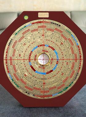吉瑞堂9.5寸电木朱砂八角罗经高精度专业风水师八卦铜面综合罗盘