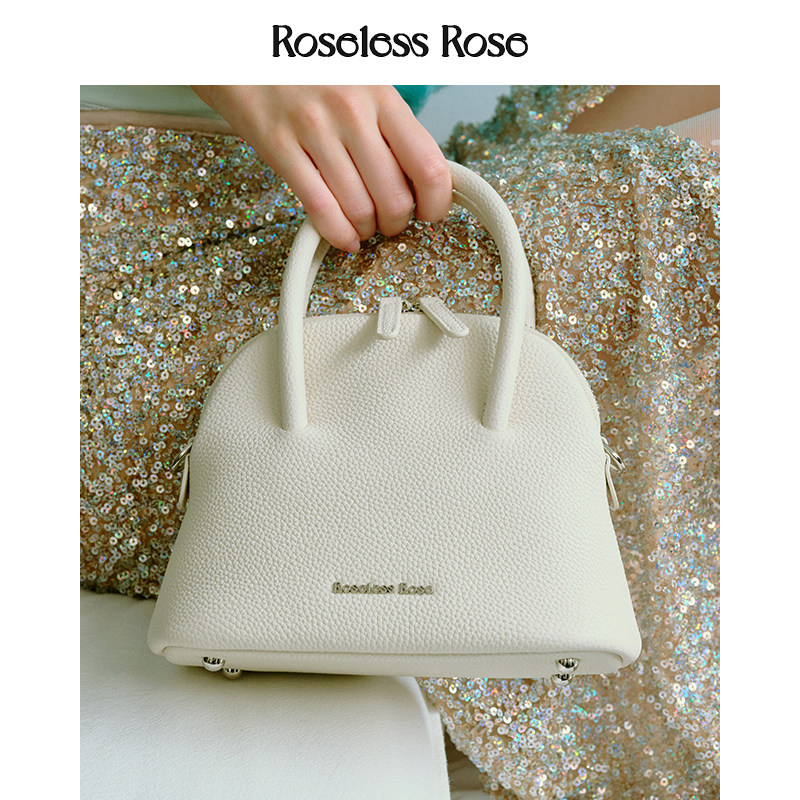 RoselessRose头层牛皮贝壳包真皮保龄球包手提包斜挎包简约高级感,淘宝优惠券,粉丝福利购,淘宝优惠卷