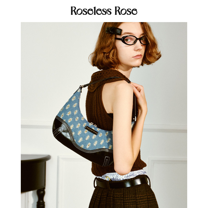 【新年礼物】RoselessRose半月包撞色单肩腋下包复古时髦高级感女,淘宝优惠券,粉丝福利购,淘宝优惠卷