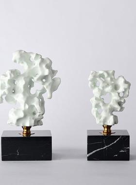 新中式家居工艺品摆件样板房书房客厅酒店前台桌面太湖石装饰配饰