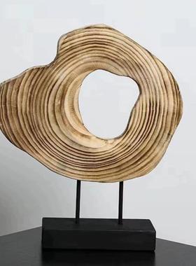 现代艺术几何扭曲黄色树脂摆件软装艺术样板间客厅柜子电视柜装饰