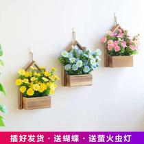 Wood House Wall Decoration Flower Basket Wall-mounted Flower Pot Decorative Pendulum room Wall flower basket Flower Basket Hanging Wall Flower Basket