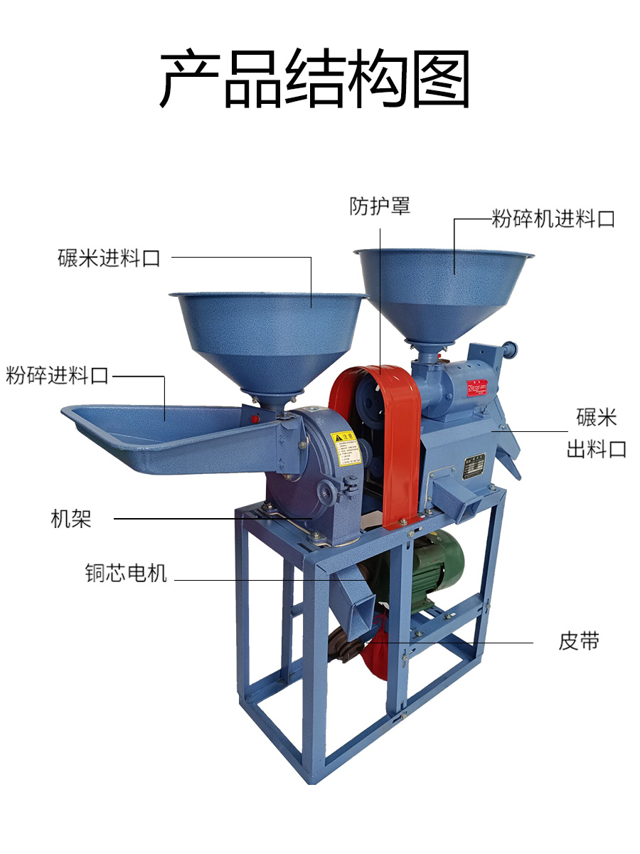 小型水稻打麦机粉碎精米脱粒机农用碾米机高粱打粉机全自动脱壳打 - 图2