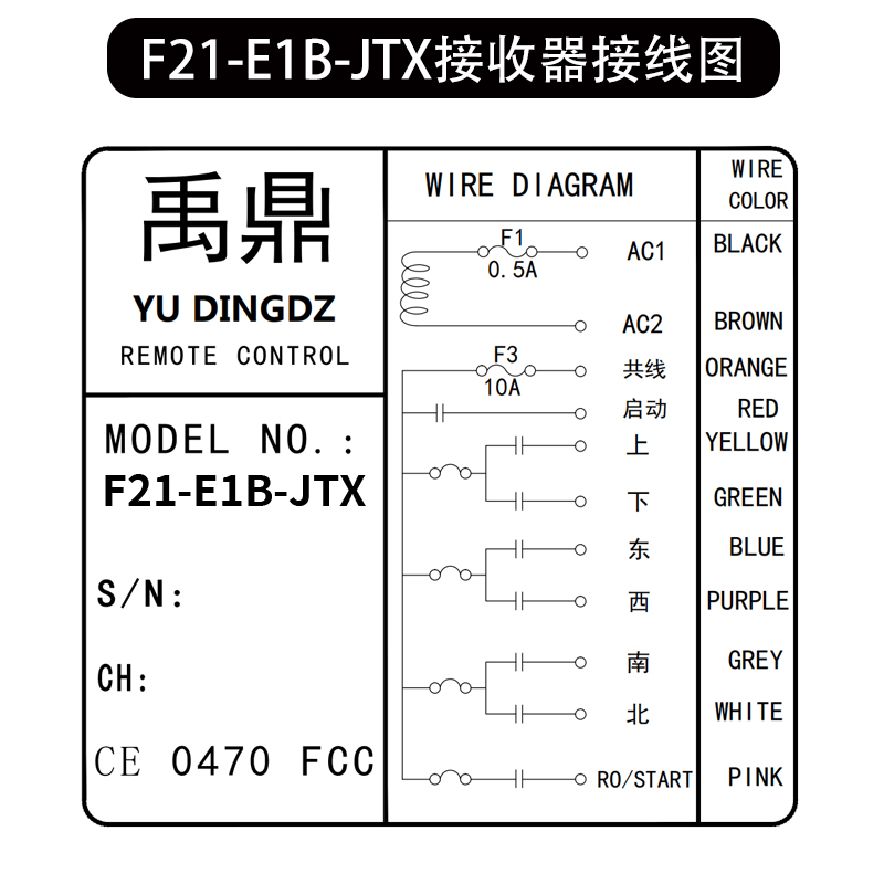 禹鼎F21-E1B带急停钥匙开关工业用无线遥控行车天车葫芦新国标 - 图2